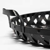 Lito Black Woven Metal Round Serving Trays (Set of 2) - Ornate Home