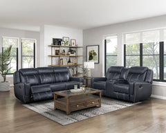 Littleton Blue Double Reclining Sofa - Ornate Home