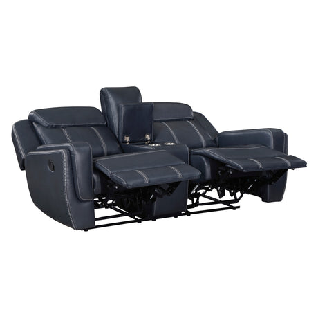 Littleton Blue Power Double Reclining Loveseat - Ornate Home
