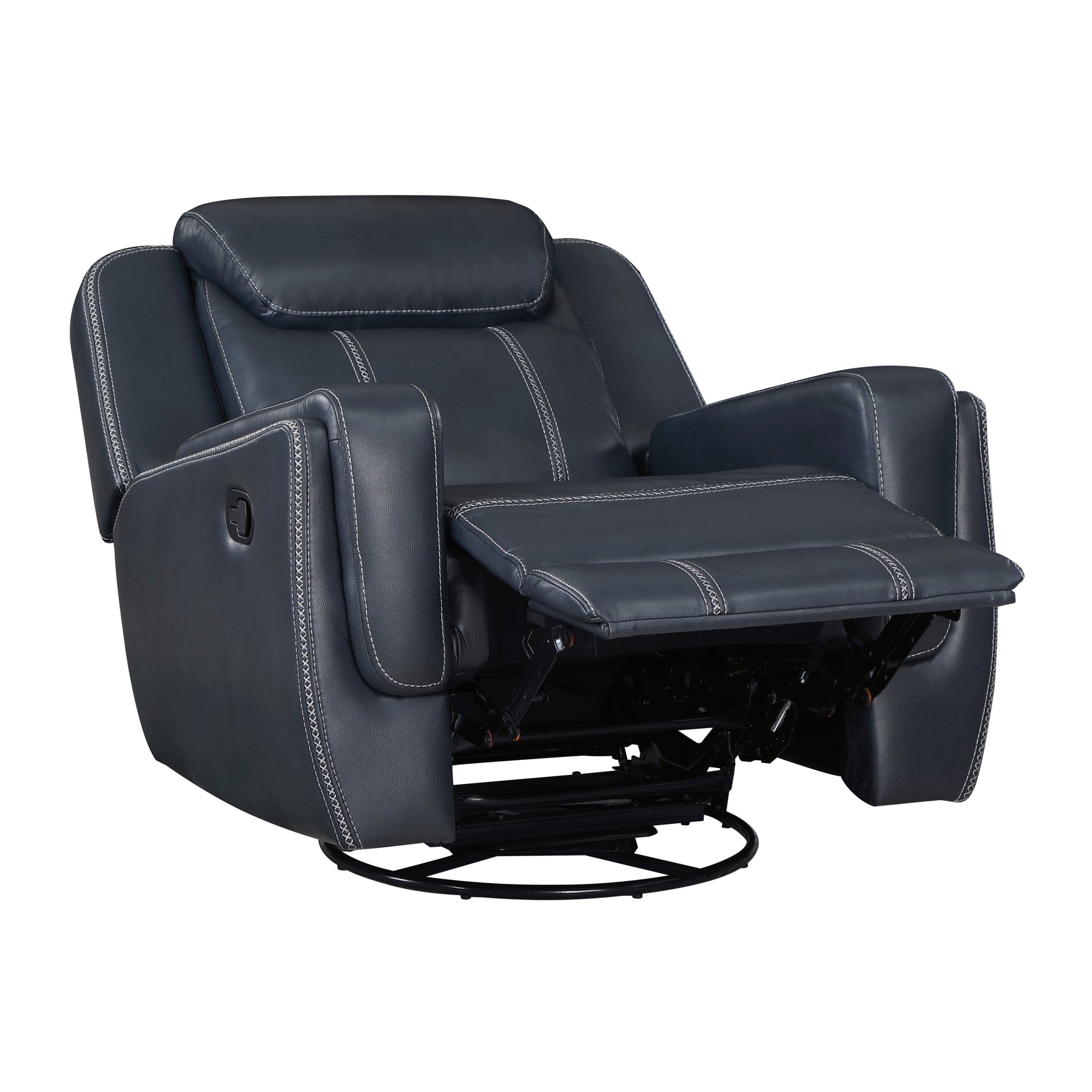 Littleton Blue Swivel Glider Reclining Chair - Ornate Home