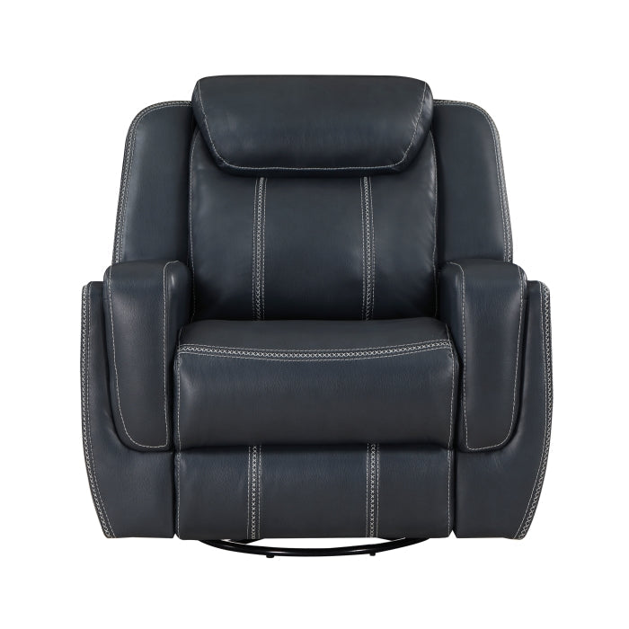Littleton Blue Swivel Glider Reclining Chair - Ornate Home