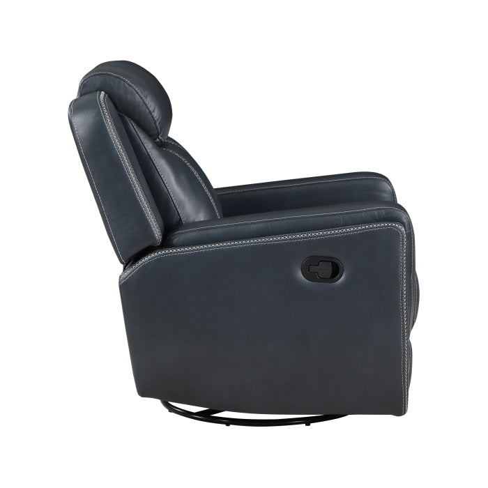 Littleton Blue Swivel Glider Reclining Chair - Ornate Home