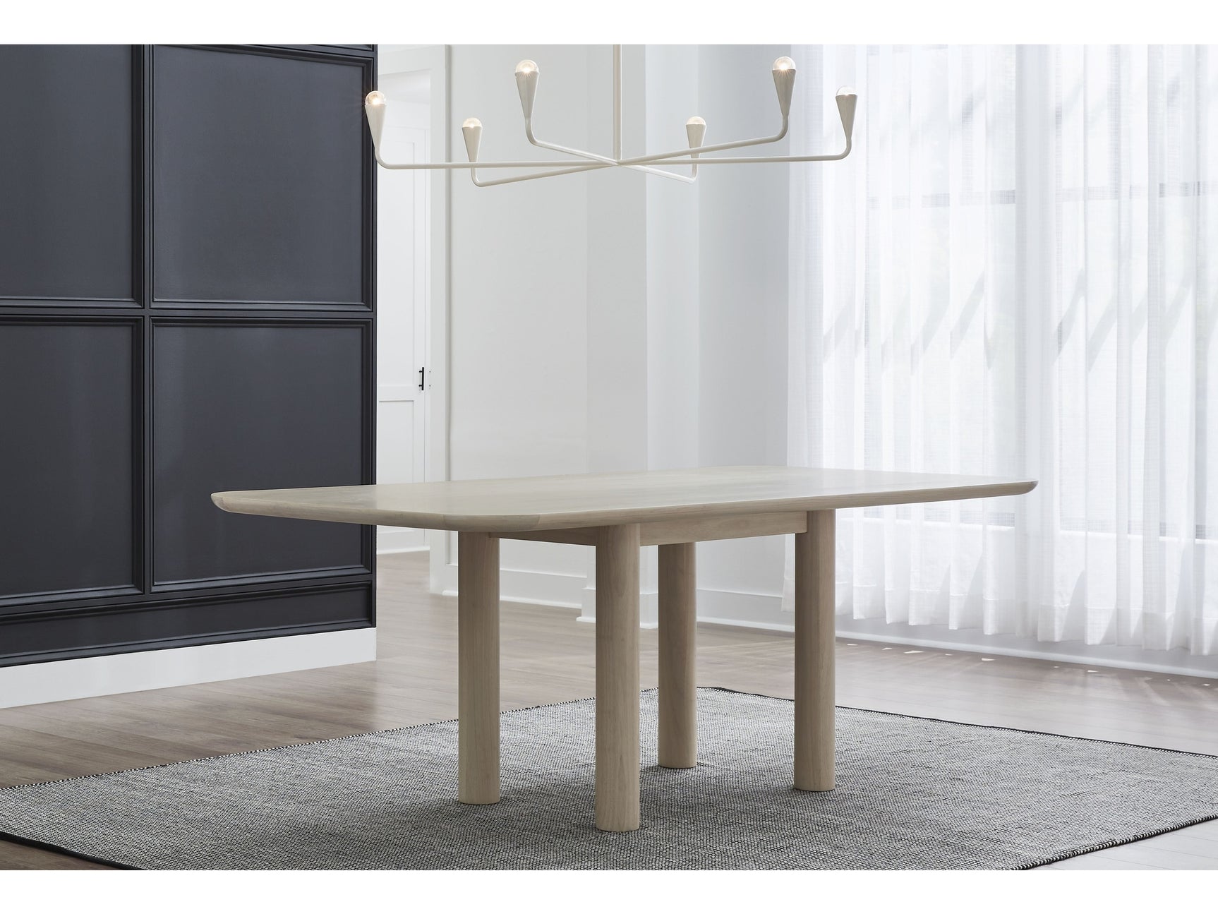 Liv Ash Wood Rectangular Dining Table in White Sand - Ornate Home