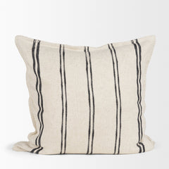 Liv Cream/Black 22x22 Pillow Cover with Down Filler - Ornate Home