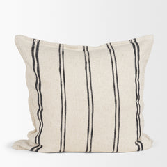 Liv Cream/Black 22x22 Pillow Cover with Non-Allergen Filler - Ornate Home