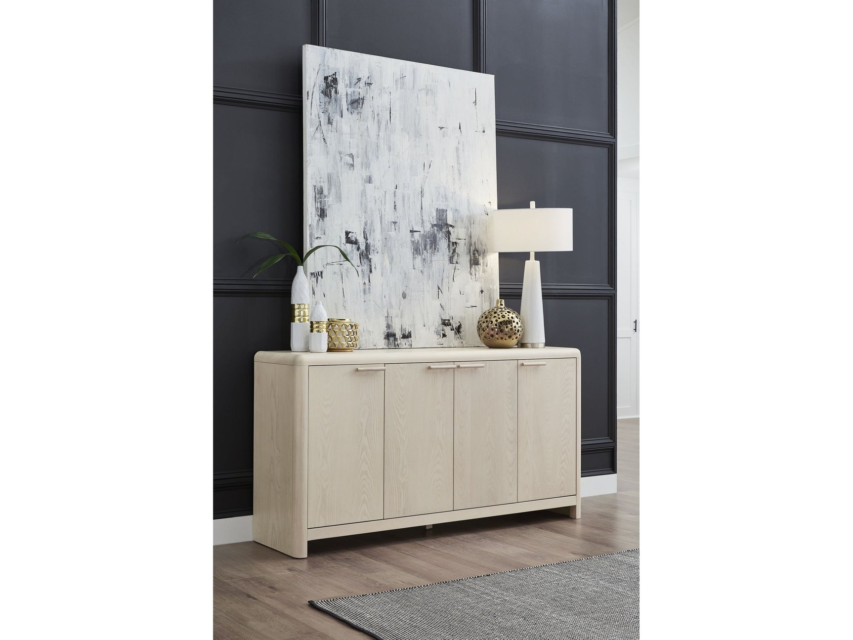 Liv Four Door Ash Wood Sideboard in White Sand - Ornate Home