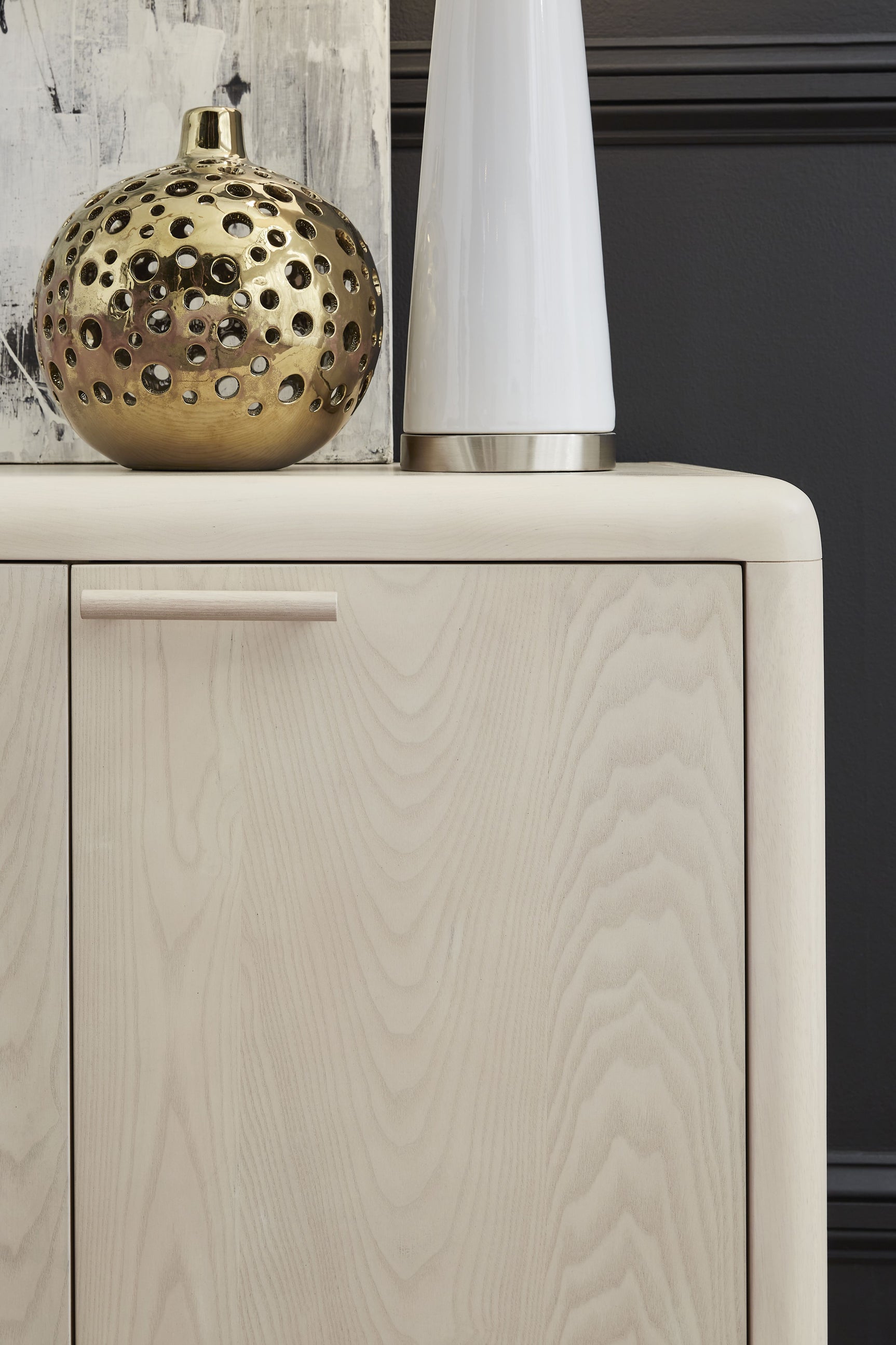 Liv Four Door Ash Wood Sideboard in White Sand - Ornate Home