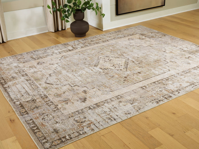 Livdon Brown/Beige/Gray Washable Large Rug - Ornate Home