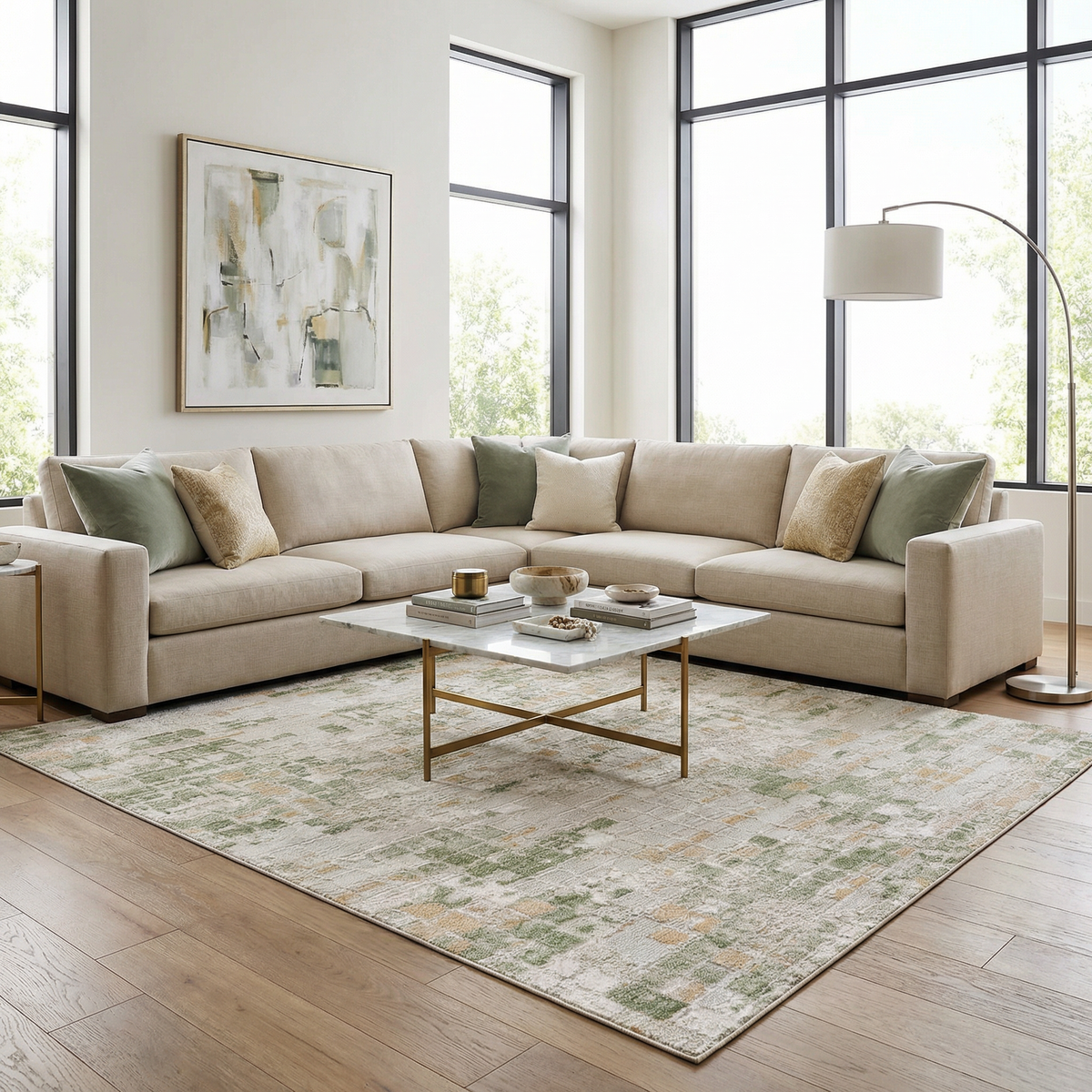 Liveri Green Mosaic Rug - Ornate Home