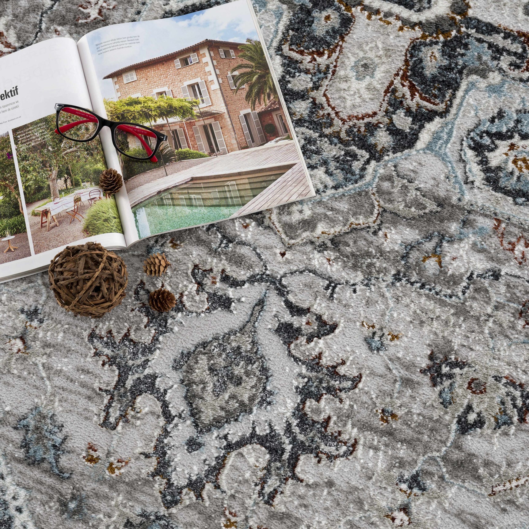 Liverpool Gray & Blue Area Rug - Clearance - Ornate Home