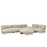 Livia Teak Taupe 3Pc Outdoor Sectional Sofa - Ornate Home