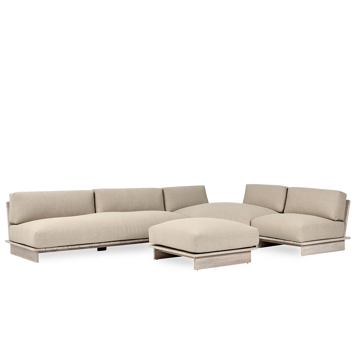 Livia Teak Taupe 3Pc Outdoor Sectional Sofa - Ornate Home