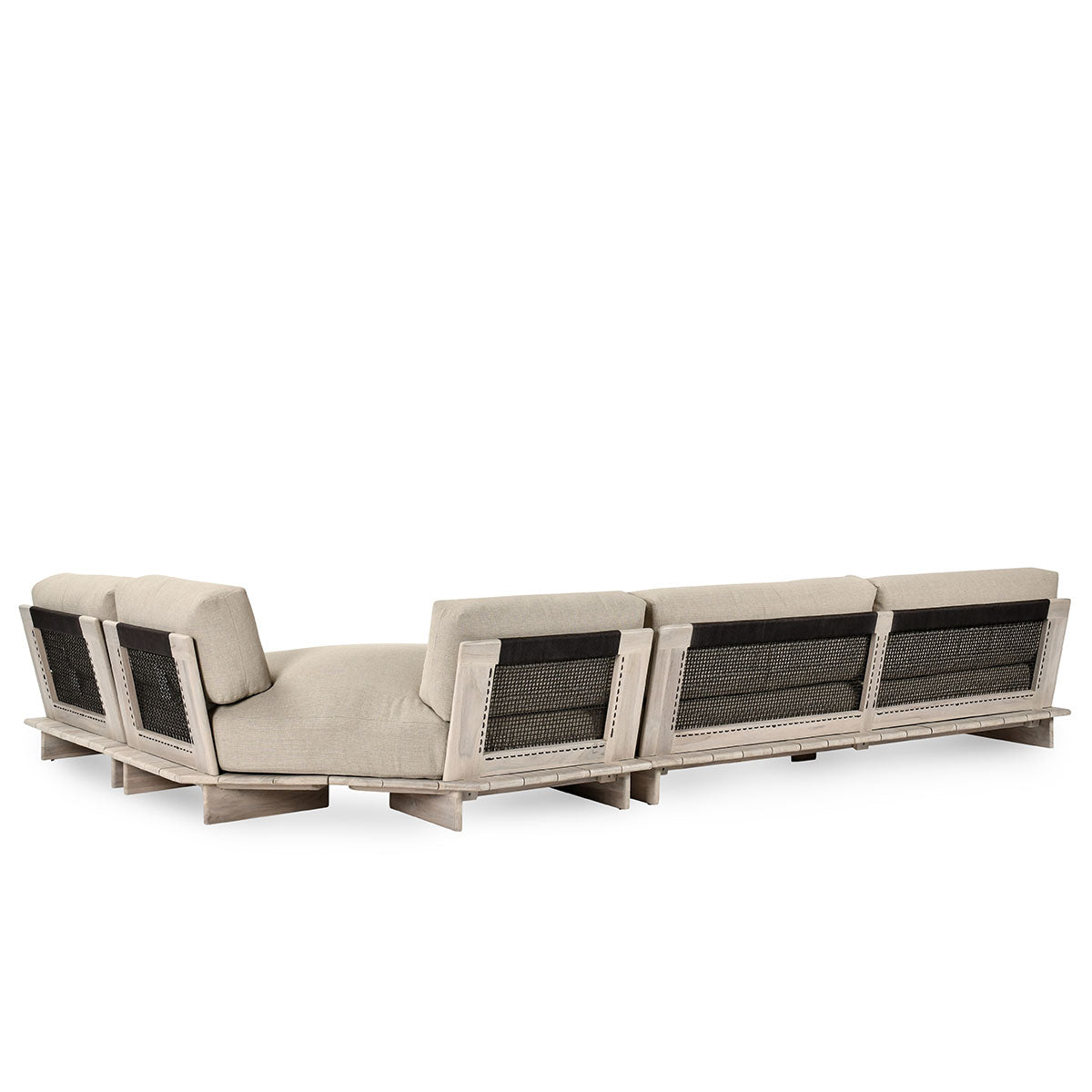 Livia Teak Taupe 3Pc Outdoor Sectional Sofa - Ornate Home