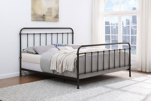 Livingston Dark Bronze Metal Eastern King Open Frame Bed - Ornate Home