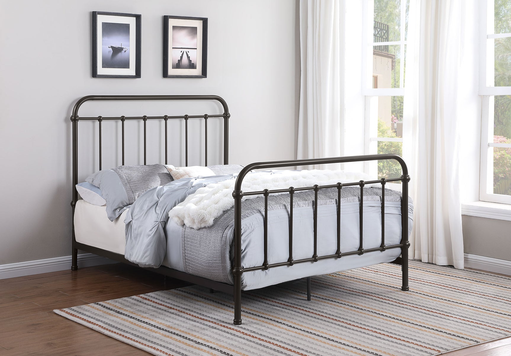 Livingston Dark Bronze Metal Full Open Frame Bed - Ornate Home