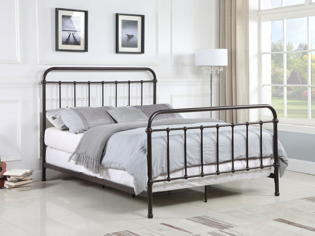 Livingston Dark Bronze Metal Queen Open Frame Bed - Ornate Home