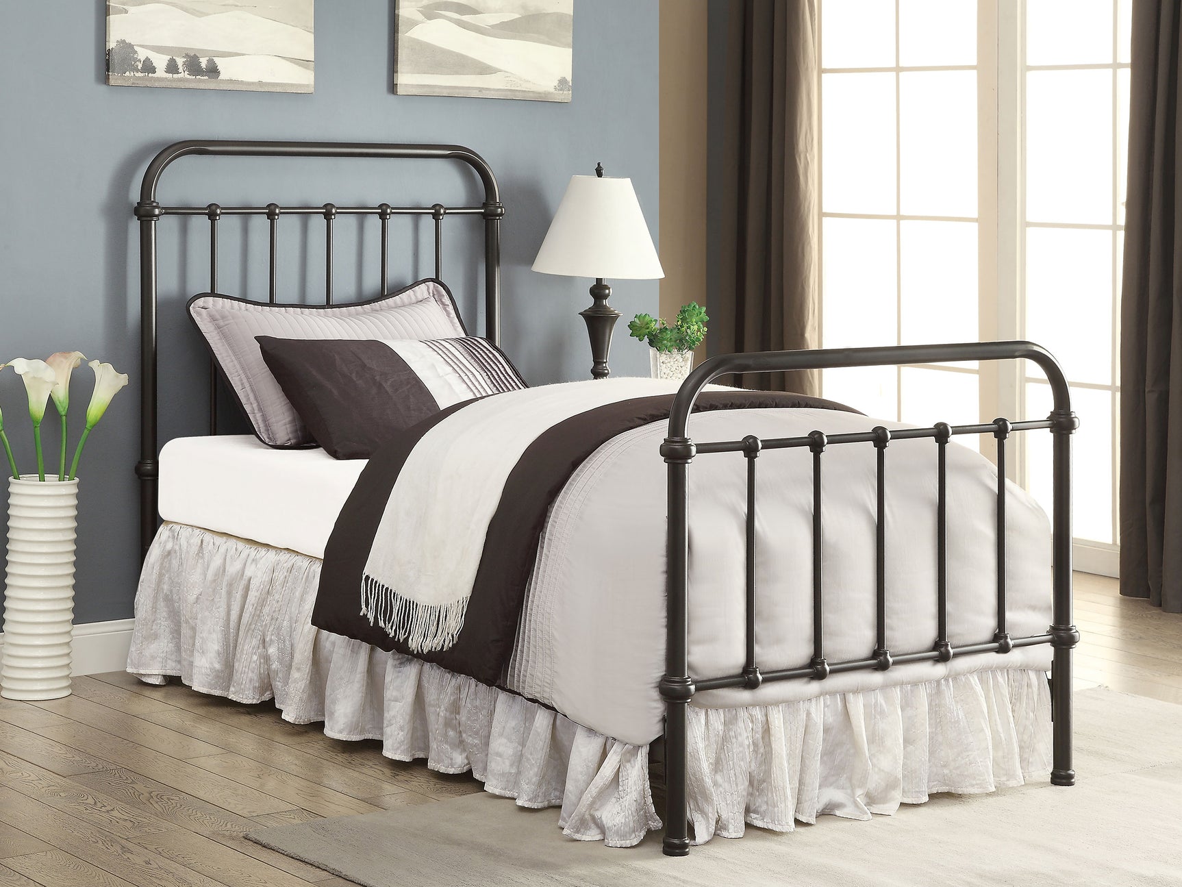 Livingston Dark Bronze Metal Twin Open Frame Bed - Ornate Home