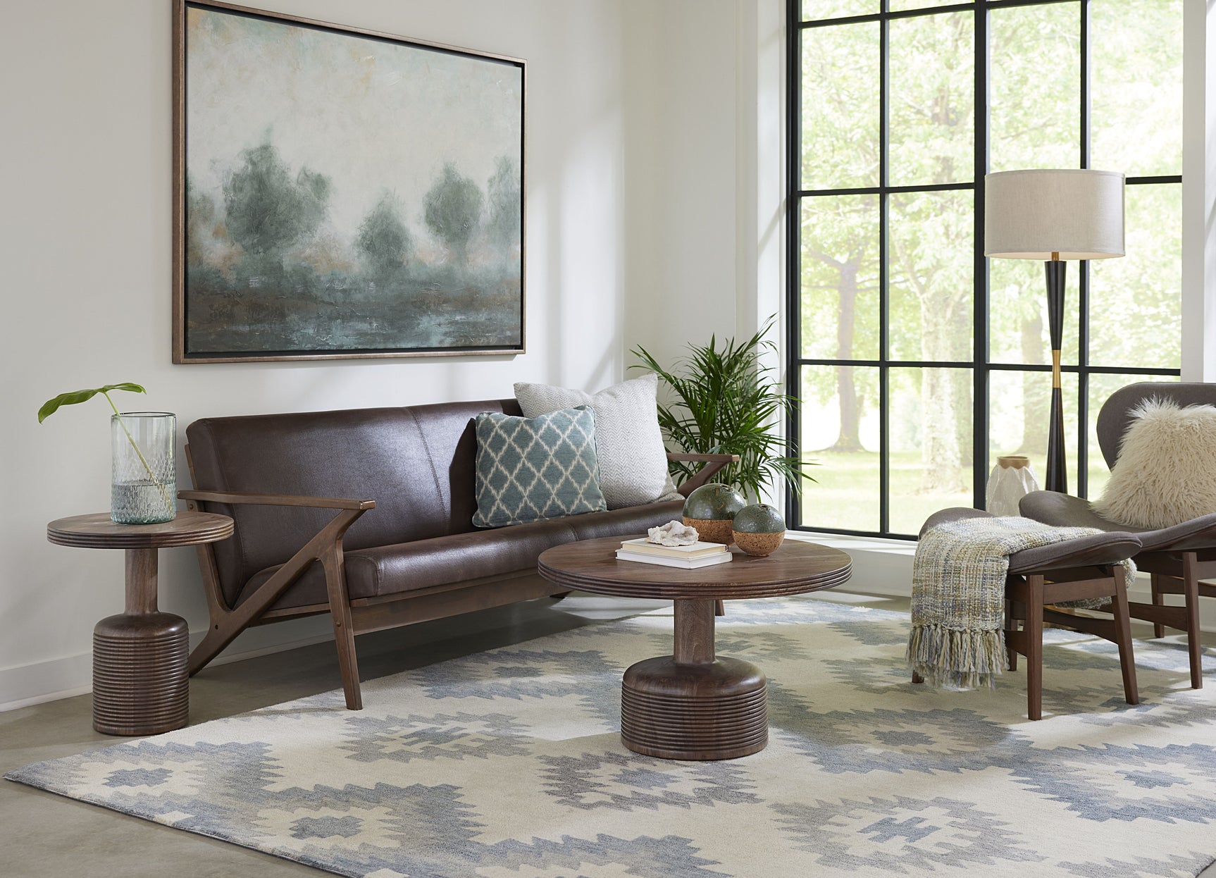 Liyana Solid Wood Round Coffee Table in Natural Tan - Ornate Home