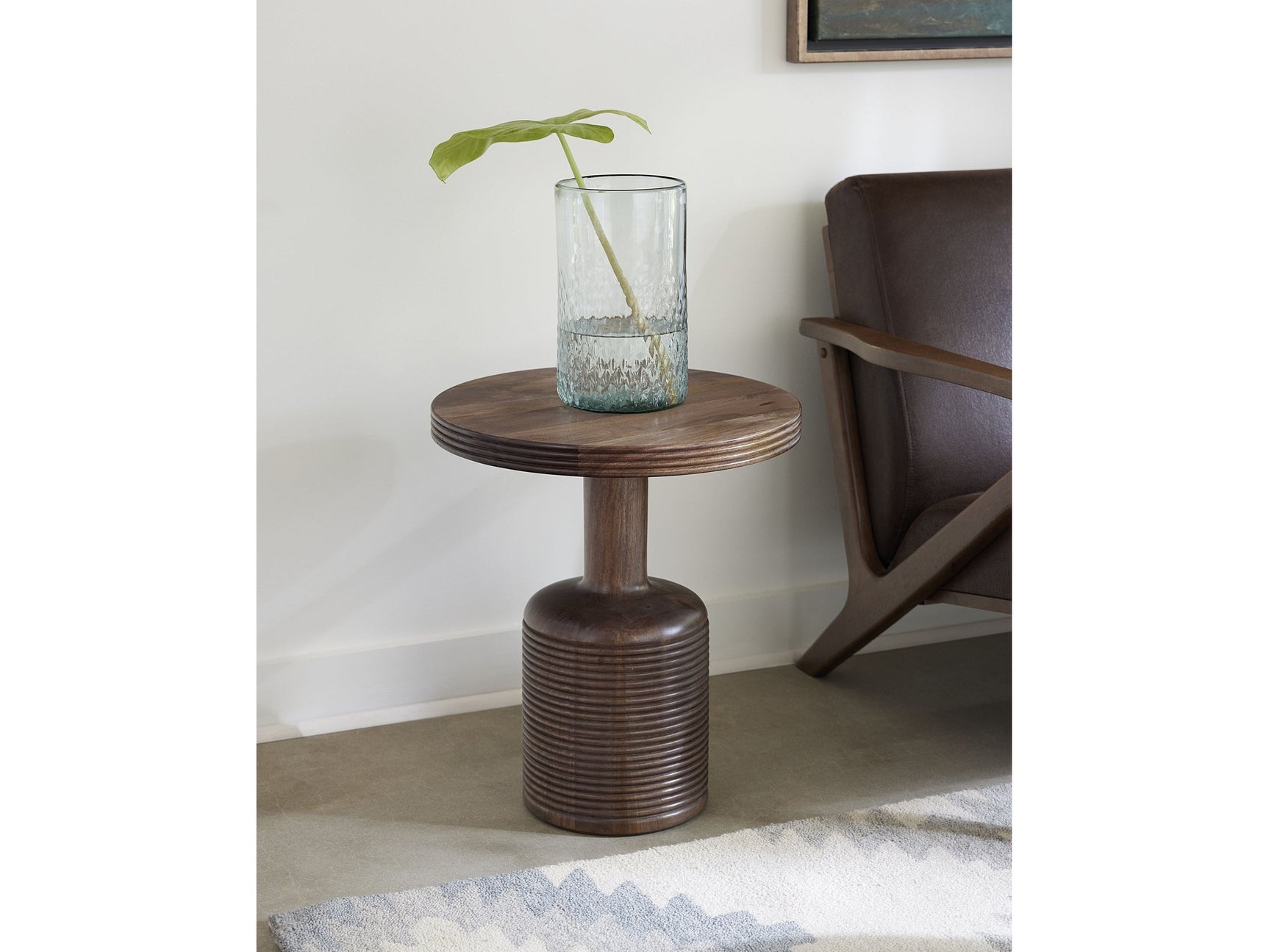 Liyana Solid Wood Round End Table in Natural Tan - Ornate Home