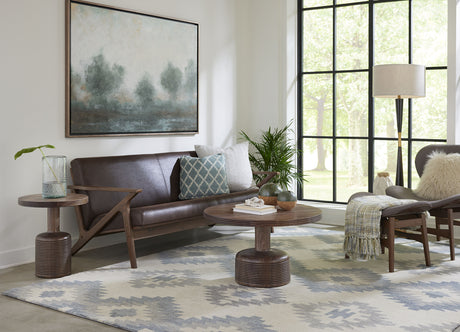 Liyana Solid Wood Round End Table in Natural Tan - Ornate Home