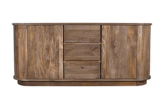 Liyana Solid Wood Three Drawer Two Door Sideboard in Natural Tan - Ornate Home