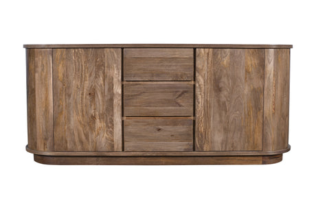 Liyana Solid Wood Three Drawer Two Door Sideboard in Natural Tan - Ornate Home