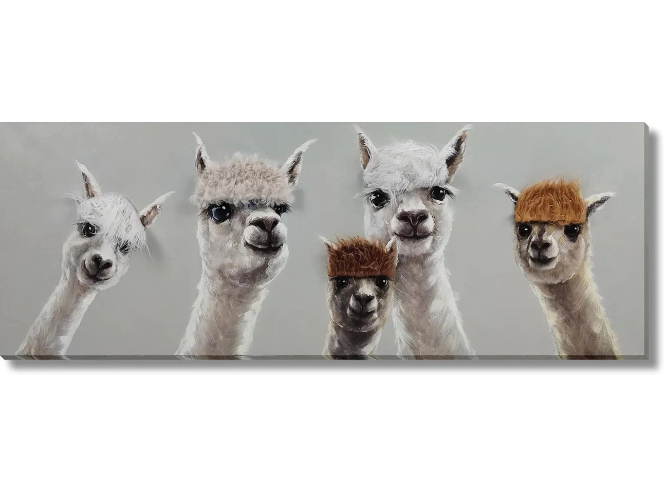 Llama Squad with Quirky Bangs Hand-painted Canvas w/ Hair Wall Art - Ornate Home