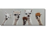 Llama Squad with Quirky Bangs Hand-painted Canvas w/ Hair Wall Art - Ornate Home