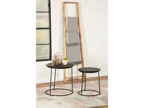Loannis Matte Black 2-piece Round Mango Wood Nesting Table - Ornate Home