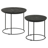 Loannis Matte Black 2-piece Round Mango Wood Nesting Table - Ornate Home