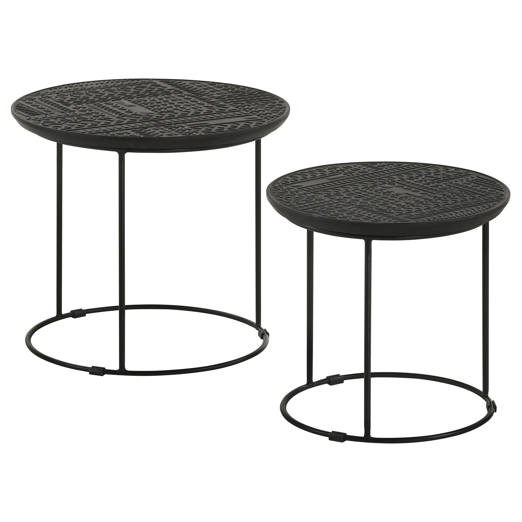 Loannis Matte Black 2-piece Round Mango Wood Nesting Table - Ornate Home
