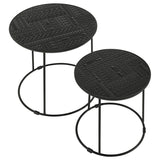 Loannis Matte Black 2-piece Round Mango Wood Nesting Table - Ornate Home