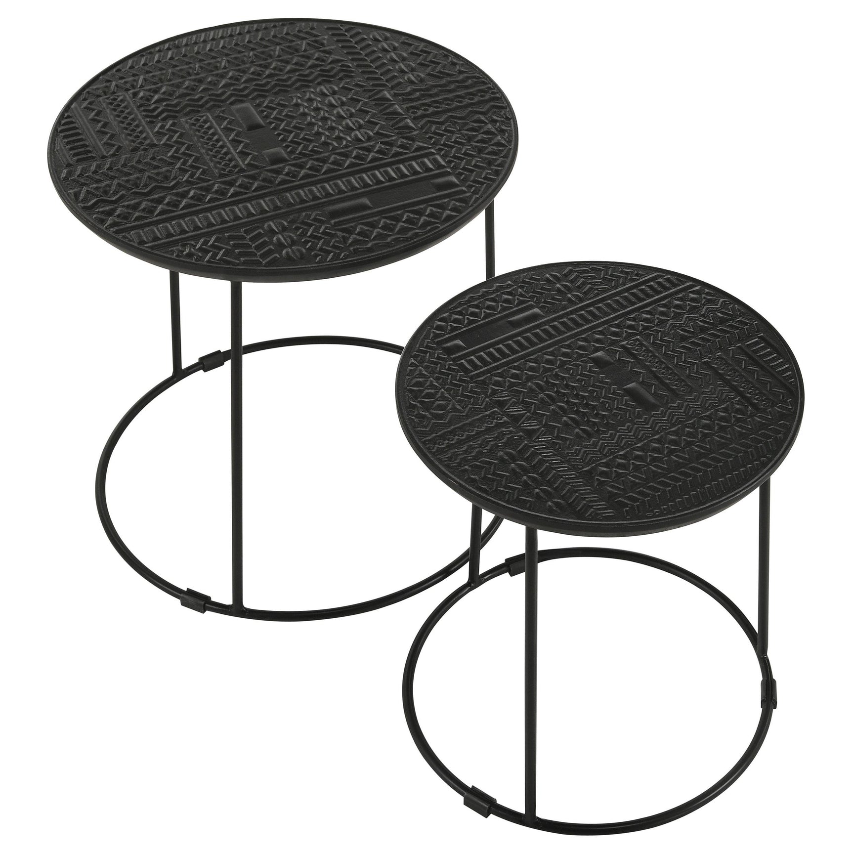 Loannis Matte Black 2-piece Round Mango Wood Nesting Table - Ornate Home
