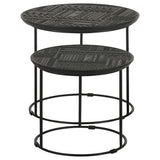 Loannis Matte Black 2-piece Round Mango Wood Nesting Table - Ornate Home