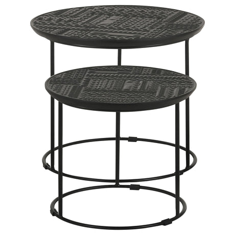 Loannis Matte Black 2-piece Round Mango Wood Nesting Table - Ornate Home