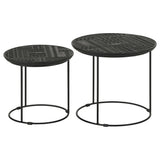 Loannis Matte Black 2-piece Round Mango Wood Nesting Table - Ornate Home