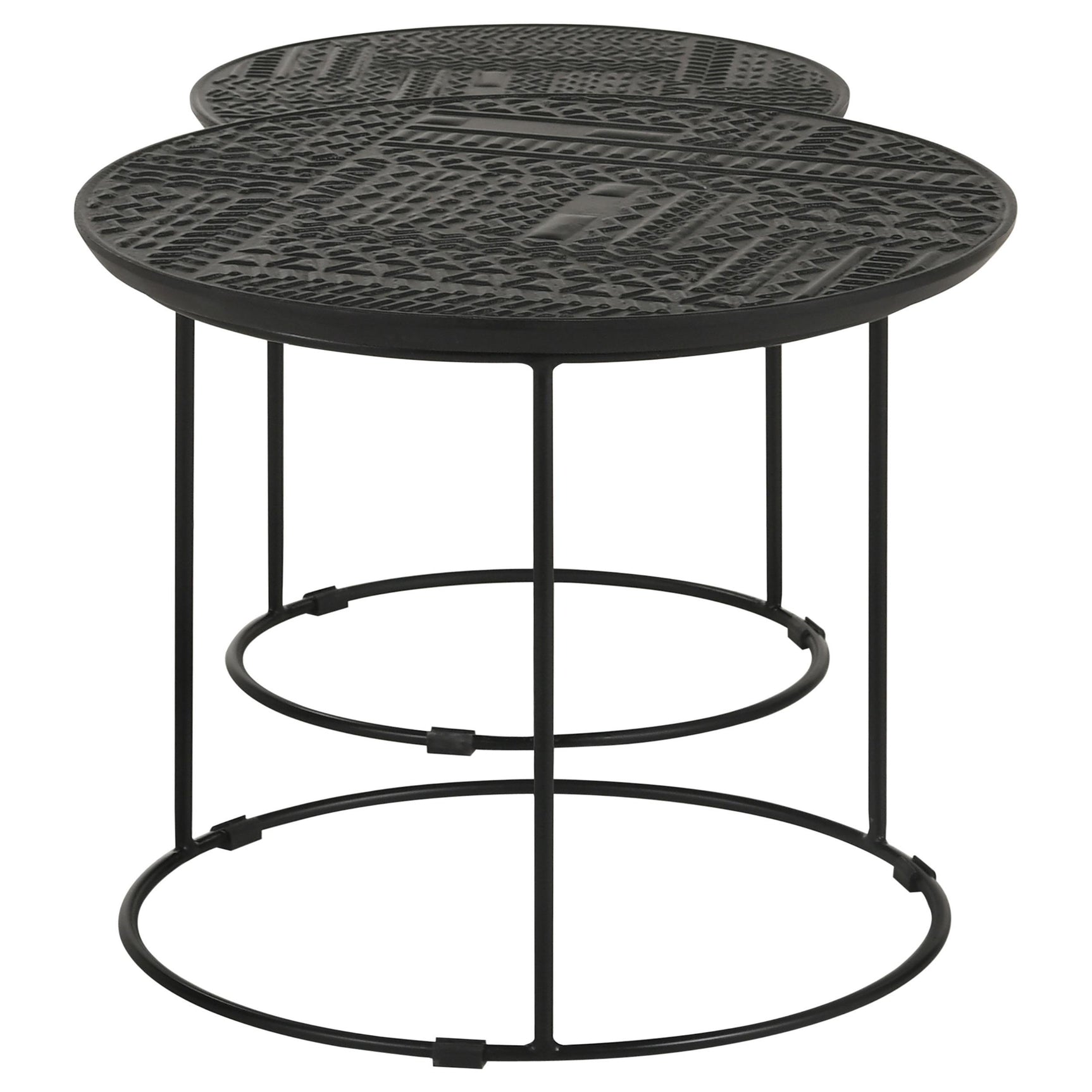Loannis Matte Black 2-piece Round Mango Wood Nesting Table - Ornate Home
