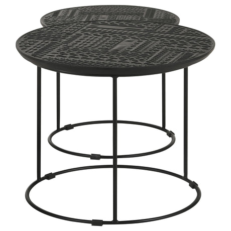 Loannis Matte Black 2-piece Round Mango Wood Nesting Table - Ornate Home