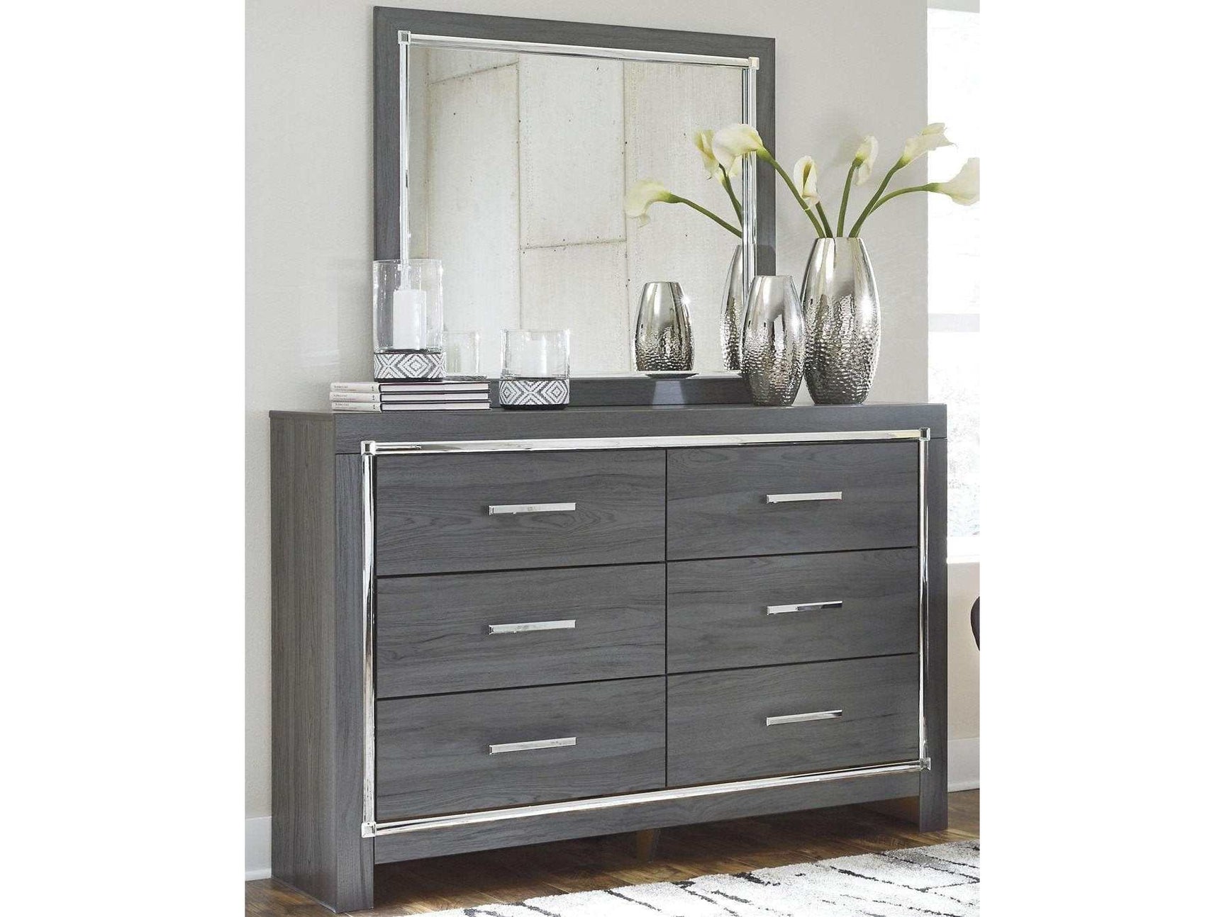 Lodanna Gray Dresser & Mirror (Online Special Price) - Ornate Home