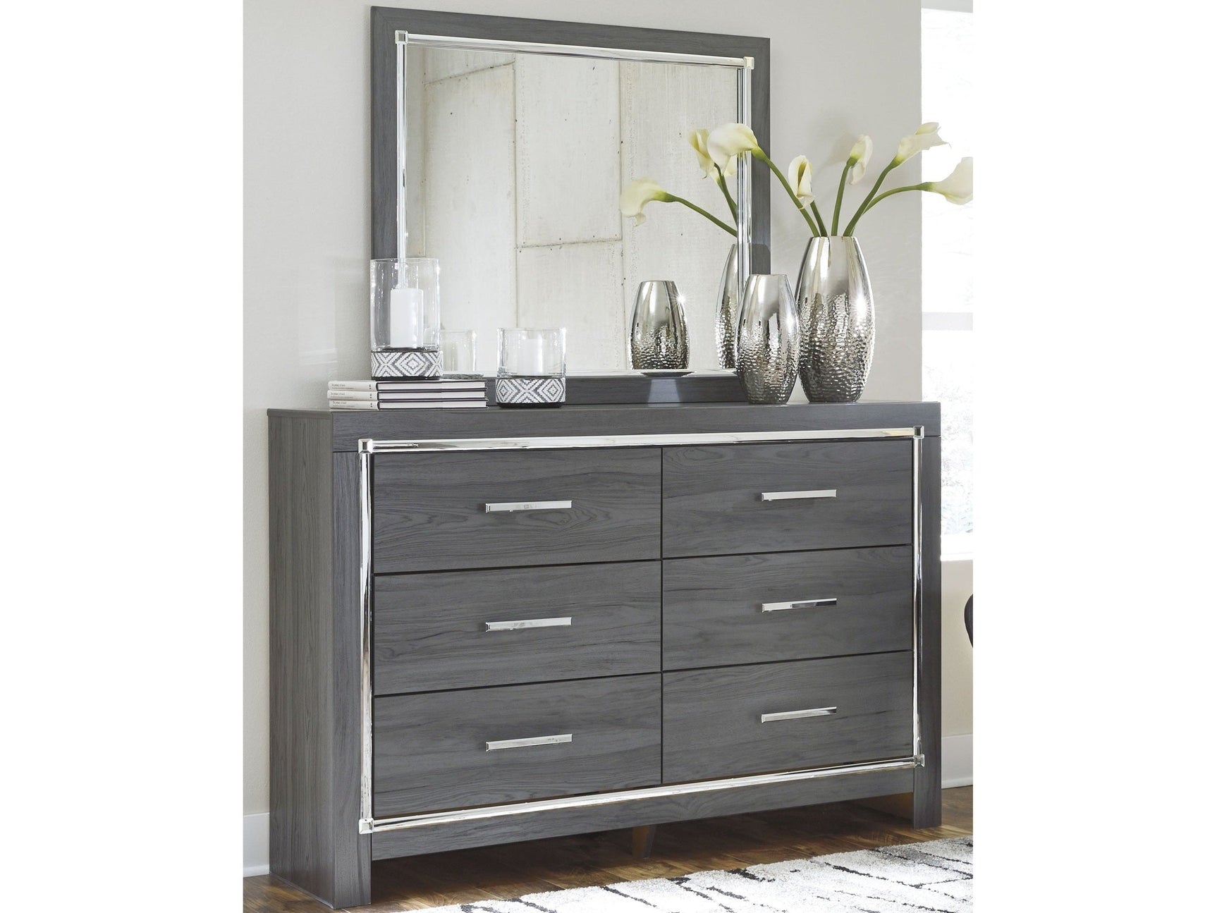 Lodanna Gray Dresser and Mirror (Online Special Price) - Ornate Home
