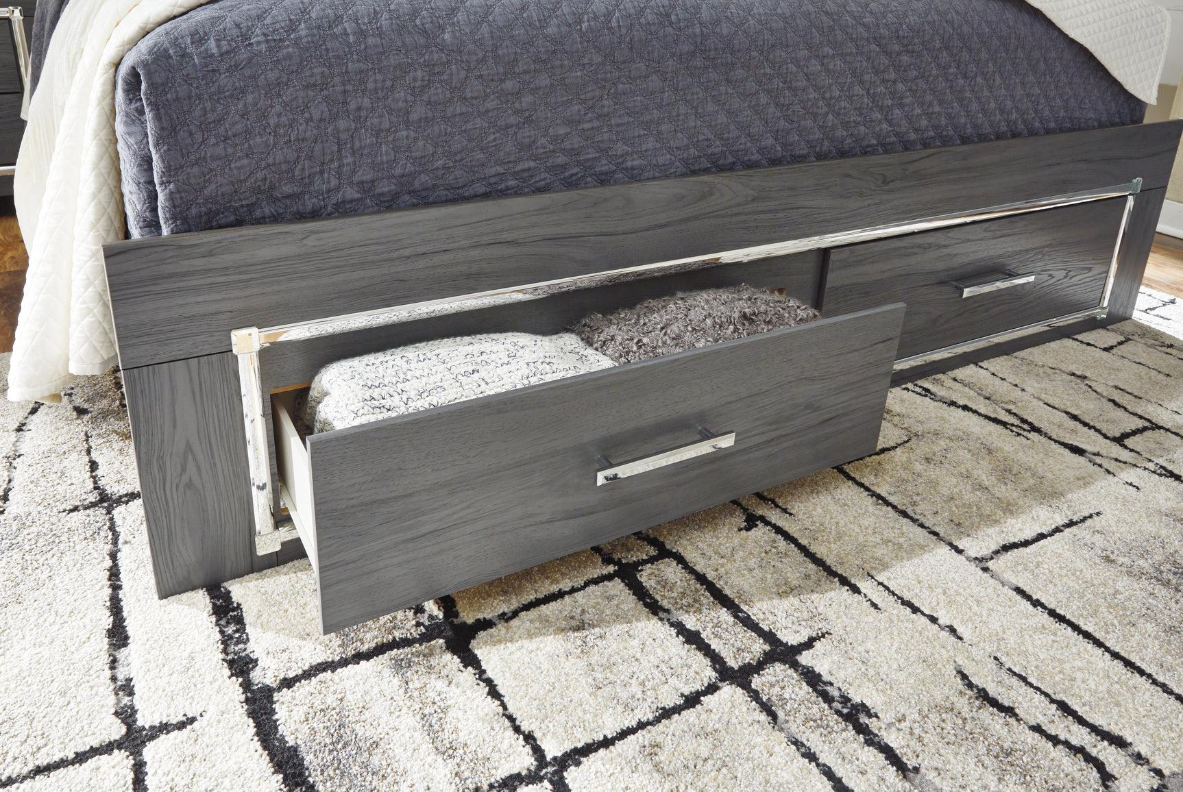Lodanna Gray Full Panel Bed with 2 Storage Drawers (Online Special Price) - Ornate Home