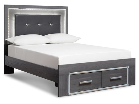 Lodanna Gray Full Panel Bed with 2 Storage Drawers - Ornate Home
