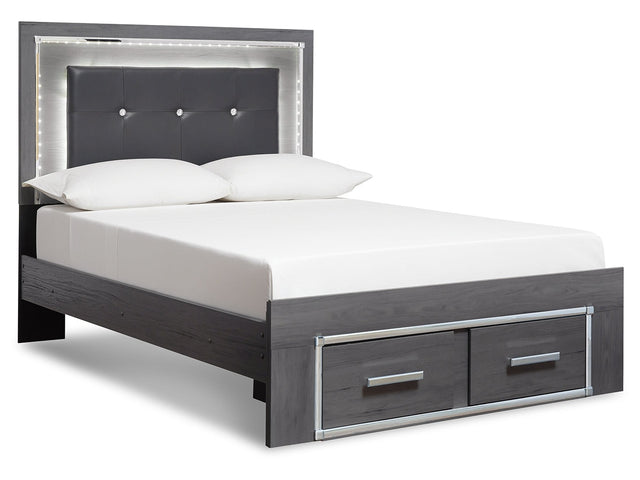 Lodanna Gray Full Panel Bed with 2 Storage Drawers - Ornate Home
