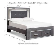 Lodanna Gray Full Panel Bed with 2 Storage Drawers - Ornate Home