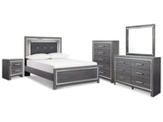 Lodanna Gray Full Panel Bedroom Set with Dresser, Mirror, Chest and Nightstand - Ornate Home