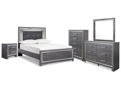 Lodanna Gray Full Panel Bedroom Set with Dresser, Mirror, Chest and Nightstand - Ornate Home