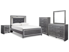 Lodanna Gray Full Panel Bedroom Set with Dresser, Mirror, Chest and Nightstand - Ornate Home