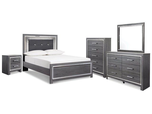 Lodanna Gray Full Panel Bedroom Set with Dresser, Mirror, Chest and Nightstand - Ornate Home