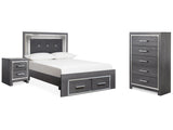 Lodanna Gray Full Storage Bed & Chest & Nightstand - Ornate Home