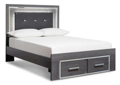 Lodanna Gray Full Storage Bed, Dresser, Mirror and 2 Nightstands - Ornate Home